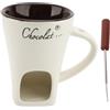 Beufee Coppa di fusione al cioccolato, tazza di fonduta dolce in ceramica conduttore di burro di burro di burro a fuoco lento con forchette per caramelle di formaggio al cioccolato (Bianco)