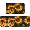 ZhaoYuGoods Set di 2 tappetini da cucina con stampa di girasole arancioni, antiscivolo, per protezione del pavimento, lavabile, comodo, per uso domestico, 43 x 75 cm + 43 x 120 cm