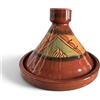 ARTIGIANATO VULCANO Tajine Marocchina in Terracotta Smaltata Ø 30 cm, Pentola Tajine Dipinta a Mano, Smalto Privo di Piombo, Coperchio Conico, con Istruzioni e Ricette Tipiche