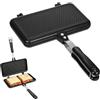 Chingcoo Sandwich maker Camping double face, in alluminio, antiaderente, tostapane pieghevole per panini, waffle e toast, nero per cucina colazione