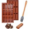 MININUSI 2 Pezzi Stampi per Barrette di Cereali in Silicone a 12 Cavità con Pennello, Stampo Rettangolare per Pasticceria, Cioccolato Antiaderente, Mousse e Budino