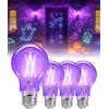 TobeBright A19 E27 6W Lampadina nera per Halloween 395nm UV Glow Dimmerabile 4 pacco | E27 Edison lampadina nera per Glow Partito fluorescente Decor Body Paint Uranio vetro Curiosità