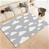 Generic Grigio Tappeto Salotto Moderno 120 x 170cm nuvole bianche semplici cartoni animati Tappeto per Camera da Letto Adolescenti Bambini Soggiorno Tappeto Decorazione Carpets Lavabile Antiscivolo Tappetino