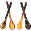 HOUDERCO Cucchiaio in corno di bue naturale, 4 pezzi, con manico lungo, 18 cm, per caffè, e dessert in cucina e ristorante, colore casuale
