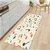 Generico Tappeto da Cucina Color Crema Corridore Antiscivolo per Cucina 70 x 200 cm, Note Musicali in Stile Cartone Animato Stampa Corridore, Tappeti Lavabili per Corridoio, Sala da Pranzo e Tappetino