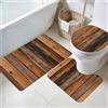 TNKBREEZE Set di 3 tappeti da bagno rustici, decorazione rustica, antiscivolo, con tappeto a forma di U e copriwater lavabile, per il bagno, arancione-marrone