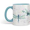 Vixar Libellule, libellule, insetti e animali, acquerello, colorato, tazza regalo di compleanno, lavoro, ufficio, tè, caffè (turchese)