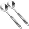 VICASKY Cucchiaio per Polpette 2 Pezzi Acciaio Inossidabile Verde | Manico lungo Curvo, Foro di Drenaggio , per Carne, Gamberi e Verdure, Uso Domestico, Facile da Pulire