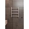 Elna-Service Scaldasalviette elettrico in acciaio inox, 505 x 400 mm, 35 W, termosifone da bagno con timer e termostato, montaggio a parete, IP44, design elegante per hotel e casa