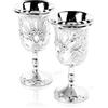 Cyrank Calice Vintage, 2 Pezzi Calice Argento Mini Calice Calice Retrò Bicchiere da Vino in Metallo Per Vino Liquore Calice da Whisky Bicchiere da Cocktail in Metallo Per Bar di Casa