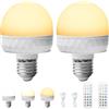 GBKDQQ Lampadina ricaricabile con telecomando, 2 pezzi, 3 colori, dimmerabile, E27, 2500 mAh, lampadina a LED RGB, con funzione temporizzazione, luce di emergenza per campeggio