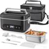 TLPEMN Lunch box elettrico per adulti con batteria, 16000 mAh, con funzione di riscaldamento automatico, 80 W, per adulti, 1,2 l