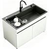 TAITUTE Lavello da Esterno con Mobiletto Portaoggetti 80cm, Lavello Autoportante in Acciaio Inox Spazzolato Vasca Singola con Rubinetti Calda e Fredda, Set Mobile Lavello per Giardino, Garage, Lavanderia