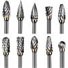 Aurobest 10 Pezzi Set Frese Rotanti Carburo Tungsteno Professionali, Accessori Trapano Metallo per Intaglio, Lucidatura, Foratura, 3 * 6mm Manufatto Perforazione per Lavorazione Del Legno Fai Da Te