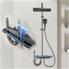 Umisu Colonna Doccia con Display LED Digitale, Sistema Doccia con Illuminazione d'Ambiente, Doccetta Regolabile in Altezza, 4 Tipi di Getto, Sistema Doccia a Parete con Tasti Tipo Pianoforte, Grigio