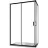 Parama Box Doccia Angolare Due Ante Scorrevoli Cristallo Temperato 6mm Profili Squadrati Nero Opaco Altezza 185 cm - Tonga (Vetro Trasparente, 80x100)