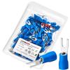 Chanzon Terminali a forcella isolati elencati UL #4 M3 tipo U - 16-14 AWG - Connettori a crimpare Cavo elettrico PVC blu Ottone Rame - Confezione da 100 pezzi
