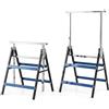 COSTWAY Set da Cavalletti da Lavoro Pieghevoli in Metallo (Blu) | Cavalletti Telescopici per Segare con Altezze Regolabili 80-130 cm e Piedini Antiscivolo, Portata 200 kg, per Officina Garage