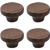 Pastlla 4 pomelli per cassetti in legno - noce nero, 4,1 cm, pomello a foro singolo - per mobili da cucina