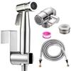 DQZSY Kit Doccetta per Bidet Portatile - Inossidabile Spruzzatore per WC con doppia modalità, Doccia con Deviatore 2 Vie, Tubo Flessibile da 150 cm e supporto