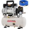 ORTOSUD Compressore d'Aria Silenzioso,Compressore Aria Oil-Free, Serbatoio 24 Litri,1100 W/1,5 HP, Pressione Massima 8 bar,Rumorosità 60 dB con Tubo Dell'aria da 10M