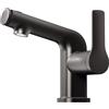 VANCOCO Rubinetto per lavabo, colore antracite, grigio, miscelatore monocomando girevole, rubinetto estraibile con tubo da 40 cm, per bagno e cucina, 2 tipi di getto, facile da montare