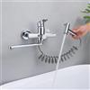 SJQKA Rubinetto Cucina a Muro, Rubinetto a Parete con Doccetta | Rubinetto da Muro con Doccetta, Doppia Uscita, Aeratore ABS, Tubo Estensibile fino a 2 m