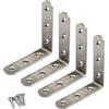 Zernnis Staffe angolari con connettori angolari (spessore 3 mm), in acciaio inox, a forma di L, con viti, 4 pezzi, 100 x 100 x 3 mm