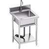RivieraSink Lavandino da Esterno in Acciaio Inox 50 x 50 x 80 cm, Lavello Autoportante | con Vasca Singola, Rubinetto e Attacco Acqua Calda Fredda, Spazio Salvaspazio per Giardino, Garage, Lavanderia e Officina