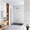 GENERIC Box Doccia 90x200cm Walk In Fissa Vetro 10mm Barra 90cm | Anticalcare, Trasparente Vetro Temperato, Telaio Nero Opaco