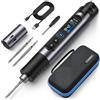 FNIRSI Kit saldatore senza fili HS-03, batteria staccabile da 2600 mAh, 100,0-450,0 °C, regolazione della temperatura a 5 livelli, riscaldamento rapido in 3 secondi, display IPS da 0,96, spegnimento