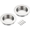 QUARKZMAN 2Pcs Maniglie Incassate In Acciaio 59mm/2.32 Con Viti Rotondo | Design Rotondo Incassato A Scomparsa, Per Porte Scorrevoli Bypass Cassetto, Per Porte Scorrevoli, Inossidabile
