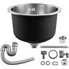 Hocomay Mini lavello rotondo, 30 x 30 x 16,5 cm, in acciaio inox, con rubinetto di scarico