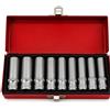 Terryshop74® Set 9 Chiavi a Bussola Lunghe 1/4, 5-13 mm in Cromo Vanadio con Valigetta Metallica, Bussole Profonde per Cricchetto