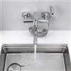 SJQKA Rubinetto Cucina a Muro, Rubinetto a Parete con Doccetta | Rubinetto Lavello Cucina a Muro Monocomando, Corpo in Ottone, Attacco G1/2, Interasse 135-165 mm