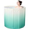 Wellzenith Vasca da bagno pieghevole per adulti, 70 x 65 cm, portatile, profonda, per acqua calda e fredda, con tubo di scarico e cuscino per seduta, vasca da bagno pieghevole salvaspazio per piccolo bagno