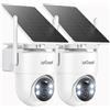 ieGeek Telecamera di sorveglianza da esterno 2K, solare: telecamera di sorveglianza PTZ a 360°, telecamera per esterni, telecamera da esterno da 2,4 GHz, batteria senza fili con sensore di movimento