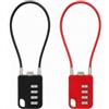 WOKICOR 2 Lucchetti a Combinazione 4 Cifre con Cavo 20 cm, Nero e Rosso, Valigia | Lucchetto a combinazione 4 cifre con cavo flessibile da 20 cm, 2 pezzi nero e rosso per valigia, armadietto e palestra