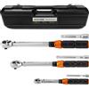 WAXTRON Set di chiavi dinamometriche con prolunga, 1/4 (1-25 Nm), 3/8 (5-60 Nm), 1/2 (20-220 Nm), 6 pezzi