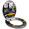 Topolenashop Copriwater Universale in MDF con Stampa Statua della Libertà e Taxi New York - Sedile WC Decorativo Effetto Legno 42x35,5 cm con Cerniere in Acciaio e Kit Montaggio Incluso | 52974A