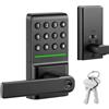 MYPIN Serratura intelligente senza chiave con maniglia, serratura elettronica con tastiera, chiusura automatica, interruttore di blocco di sicurezza e alimentazione di emergenza tramite USB C