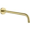 RANDOM Braccio doccia da 40,6 cm con flangia, braccio di estensione per soffione doccia a pioggia a 90 gradi, in acciaio inox, a parete, per soffione fisso, oro spazzolato. RD91018-16BG