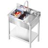 RivieraSink RiveraSink - Lavello autoportante in acciaio inox, 70 x 50 cm | Ampio lavabo singolo con paraspruzzi e piedini regolabili, ideale per cucina, ristorazione, lavanderia, garage e giardino