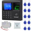 Ossentry Sistemi di sicurezza con impronte digitali Presenze Presenze Macchina per Azienda con Interruttore Porta, Alimentatore, 10pcs ID 125KHZ Portachiavi, Senza Serratura