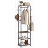 Relaxdays Appendiabiti da Terra in Metallo Marrone-Nero | 4 ripiani e 8 ganci, 181x40x28 cm con asta per ingresso