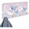Relaxdays Appendiabiti per Bambini, 4 Ganci, Motivo Balena, Grigio/Bianco | da parete, MDF/legno, cameretta/corridoio
