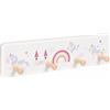Relaxdays Appendiabiti Bambini, 4 Ganci, da Parete, Unicorno, Castello | MDF, legno di pino, fissaggi inclusi, cameretta, corridoio, appendiabiti a muro
