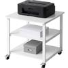 Relaxdays carrello per ufficio bianco | Mobiletto con supporto per stampante, HxLxP: 53 x 50 x 50 cm 3 ripiani