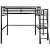 meublescosy MEUBLE COSY Letto a Soppalco 140 x 190 cm con Rete a Doghe in Ferro e Scrivania in Vetro e Metallo, Stile industriale, Letti per Camerette, Bambini, Casa, Nero