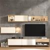 Dmora Parete Attrezzata Motomi Bianco Crema 5 Ripiani Un Cassetto, Mobile Soggiorno Modulabile